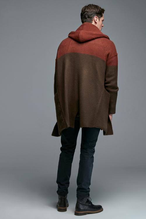  RENK BLOKLU KAPÜŞONLU TRİKO HIRKA