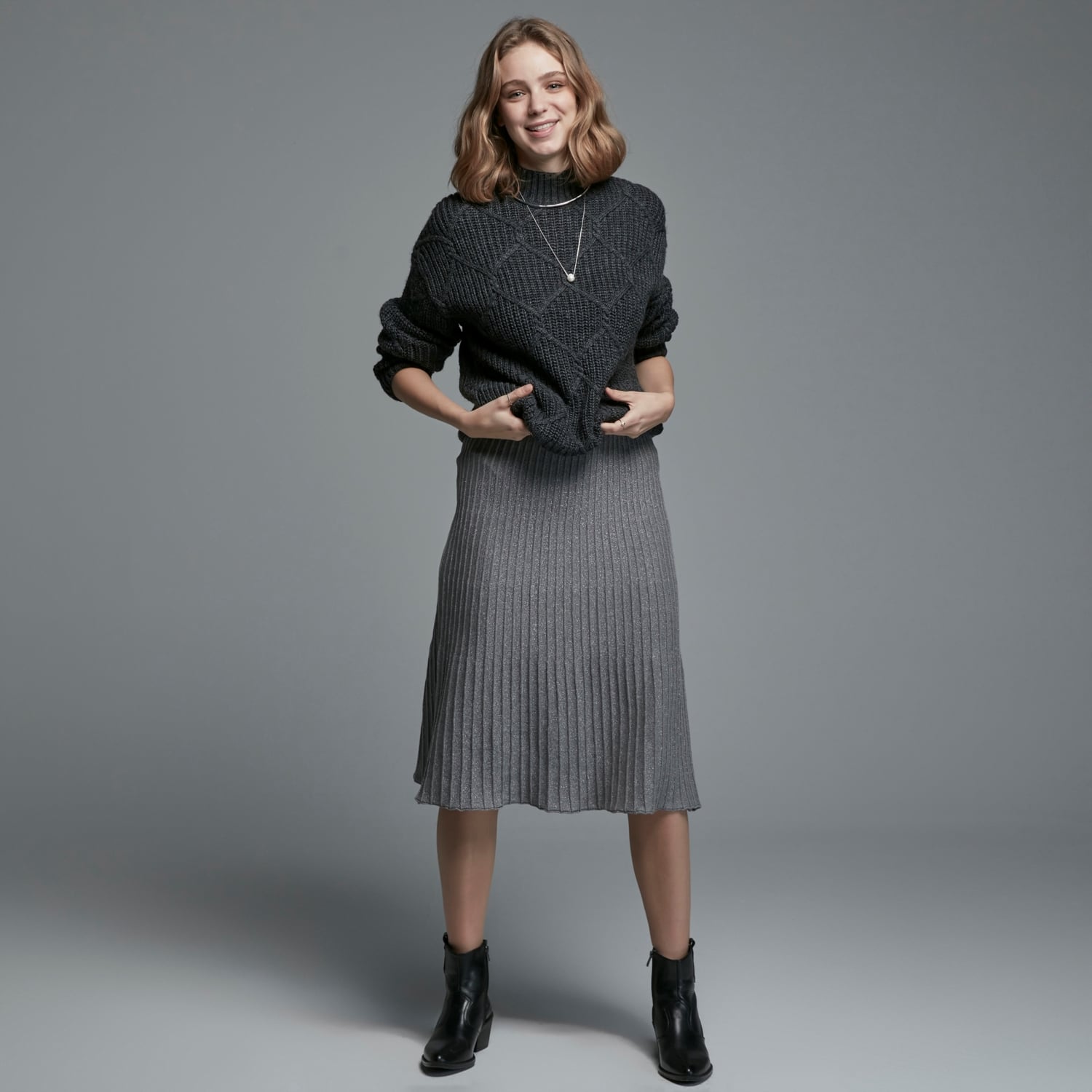 PİLELİ MİDİ BOY PAMUKLU TRİKO ETEK