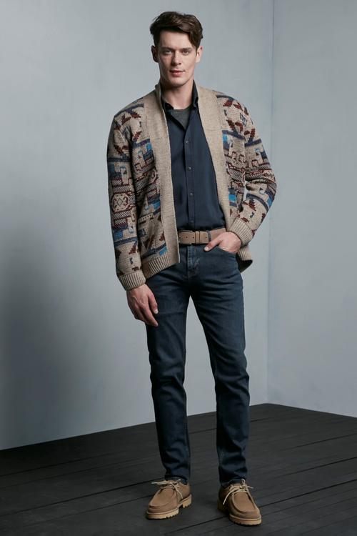  ŞAL YAKA DESENLİ TRİKO HIRKA