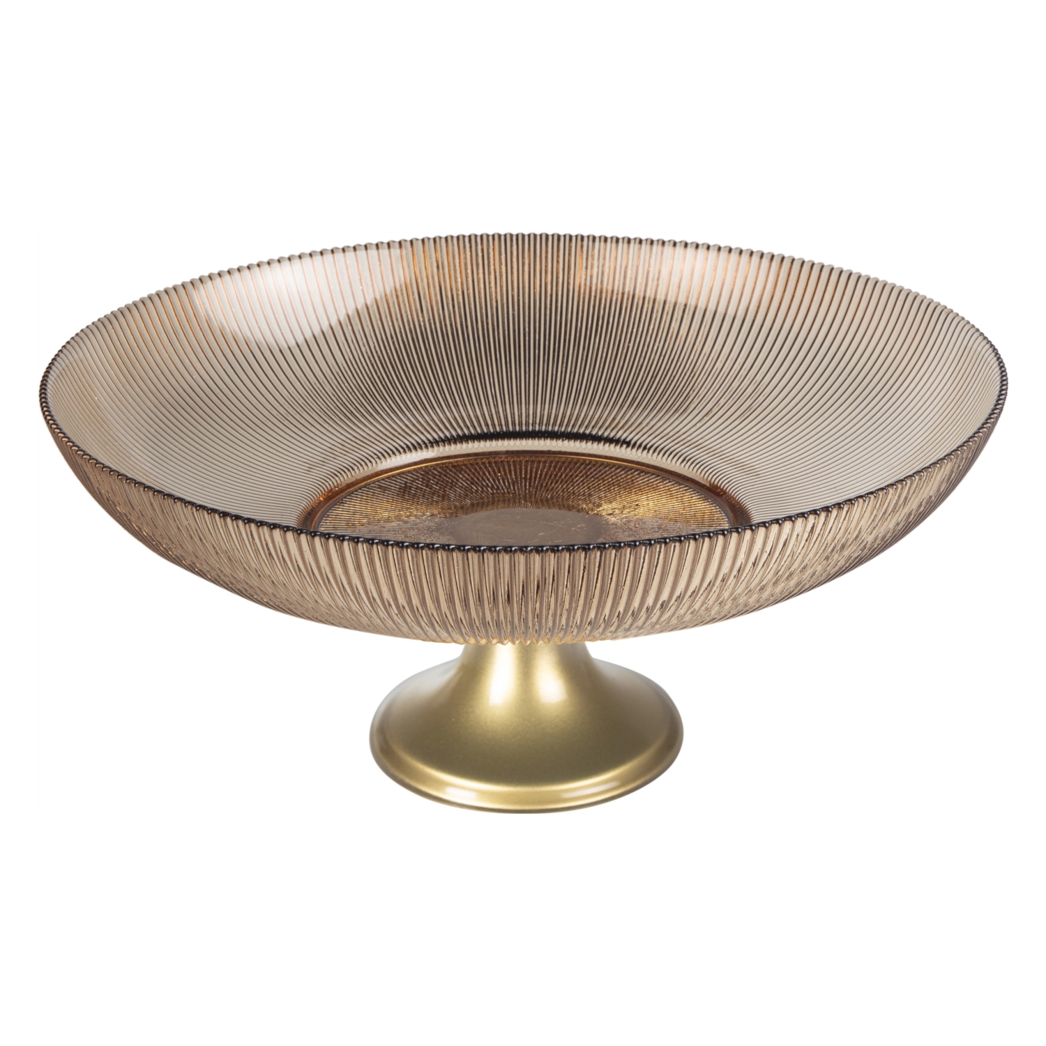 LUSTER DEKORATİF AYAKLI KASE AMBER 32X16CM
