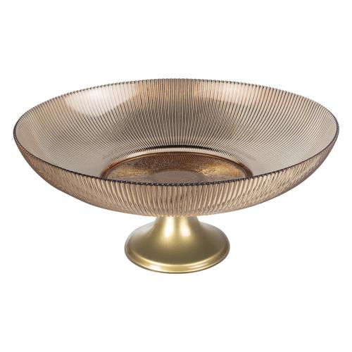  LUSTER DEKORATİF AYAKLI KASE AMBER 32X16CM