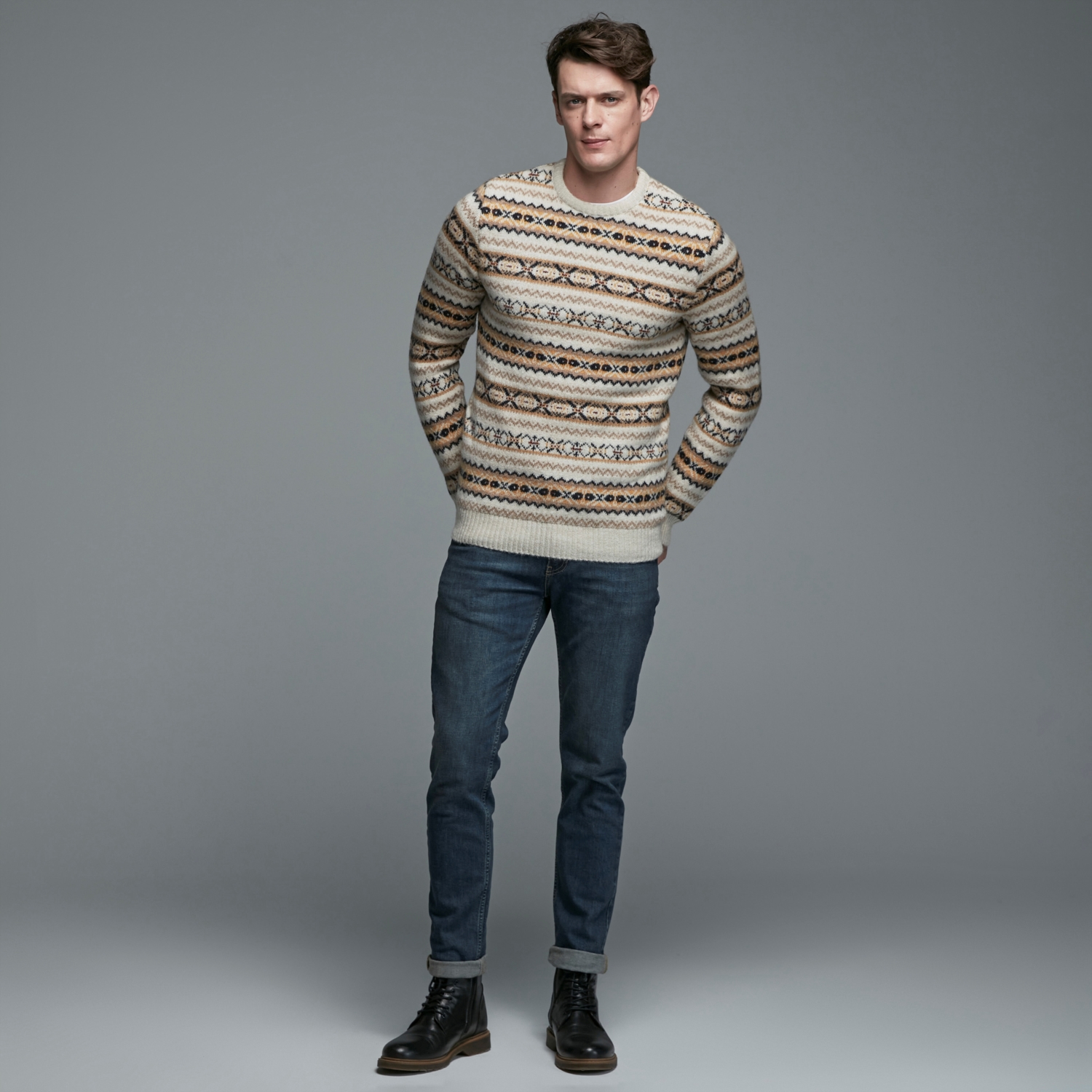 JAKARLI BİSİKLET YAKA TRİKO KAZAK