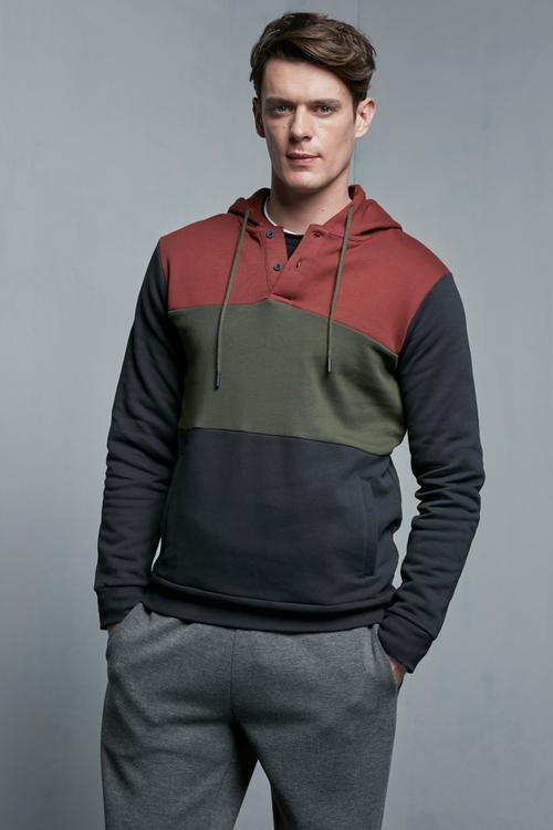  REENKLİ ŞERİTLİ KAPÜŞONLU SWEATSHIRT