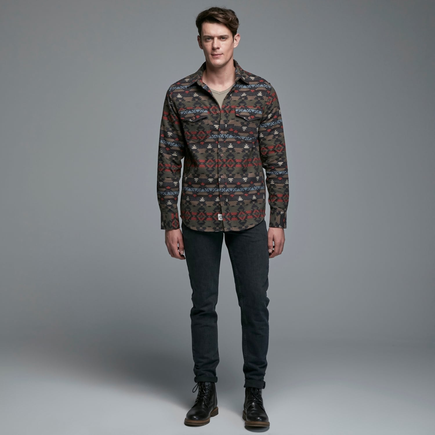 ETNİK DESENLİ REGULAR FIT GÖMLEK