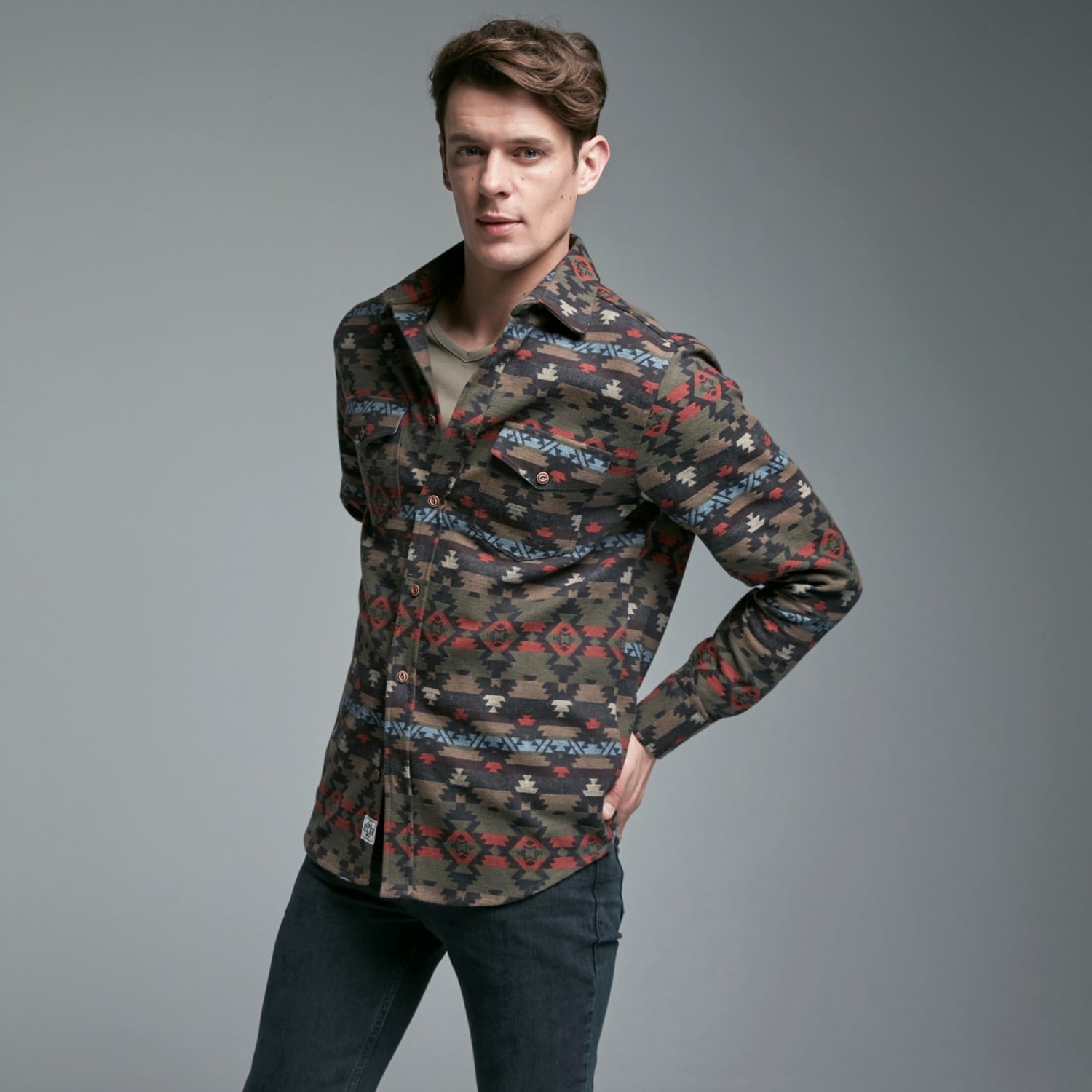 ETNİK DESENLİ REGULAR FIT GÖMLEK