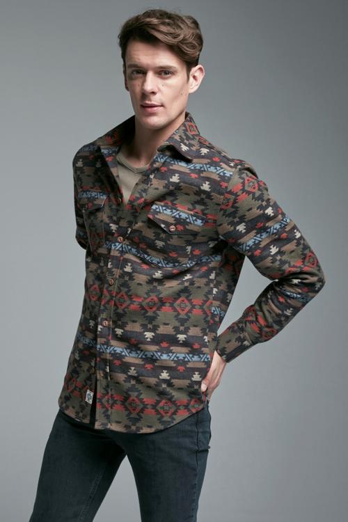  ETNİK DESENLİ REGULAR FIT GÖMLEK