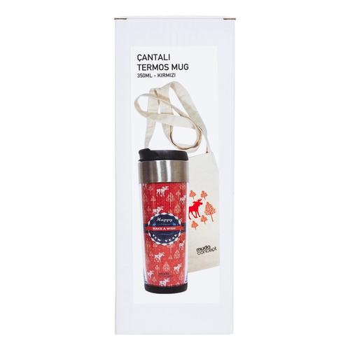  ÇANTALI TERMOS MUG 350 ML - KIRMIZI