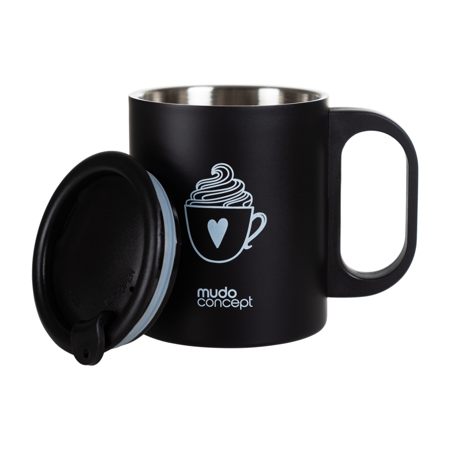 KAPAKLI ÇELİK KUPA 300ML - SİYAH