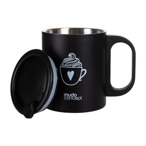  KAPAKLI ÇELİK KUPA 300ML - SİYAH