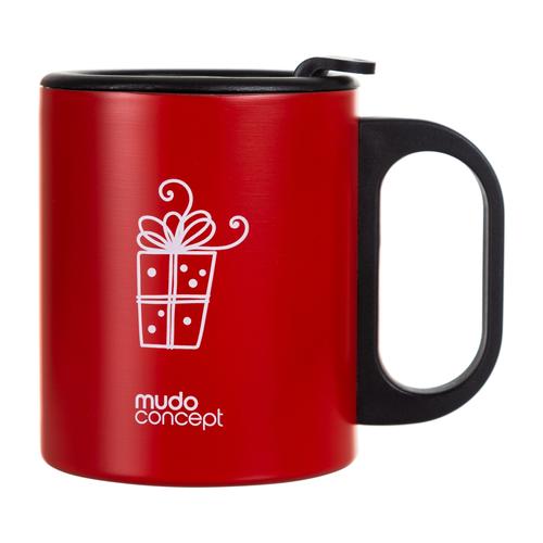  KAPAKLI ÇELİK KUPA 300 ML -  KIRMIZI