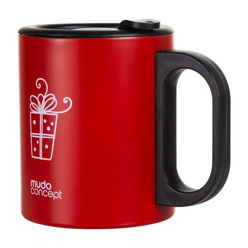  KAPAKLI ÇELİK KUPA 300 ML -  KIRMIZI