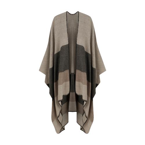  DİKİŞ DETAYLI RENK BLOKLU PANÇO ŞAL