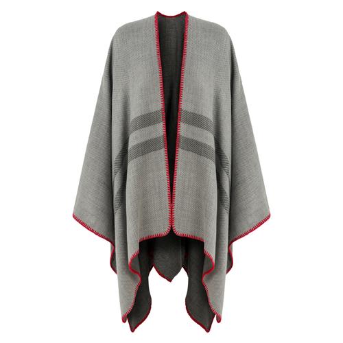  DİKİŞ DETAYLI ÇİZGİLİ PANÇO ŞAL