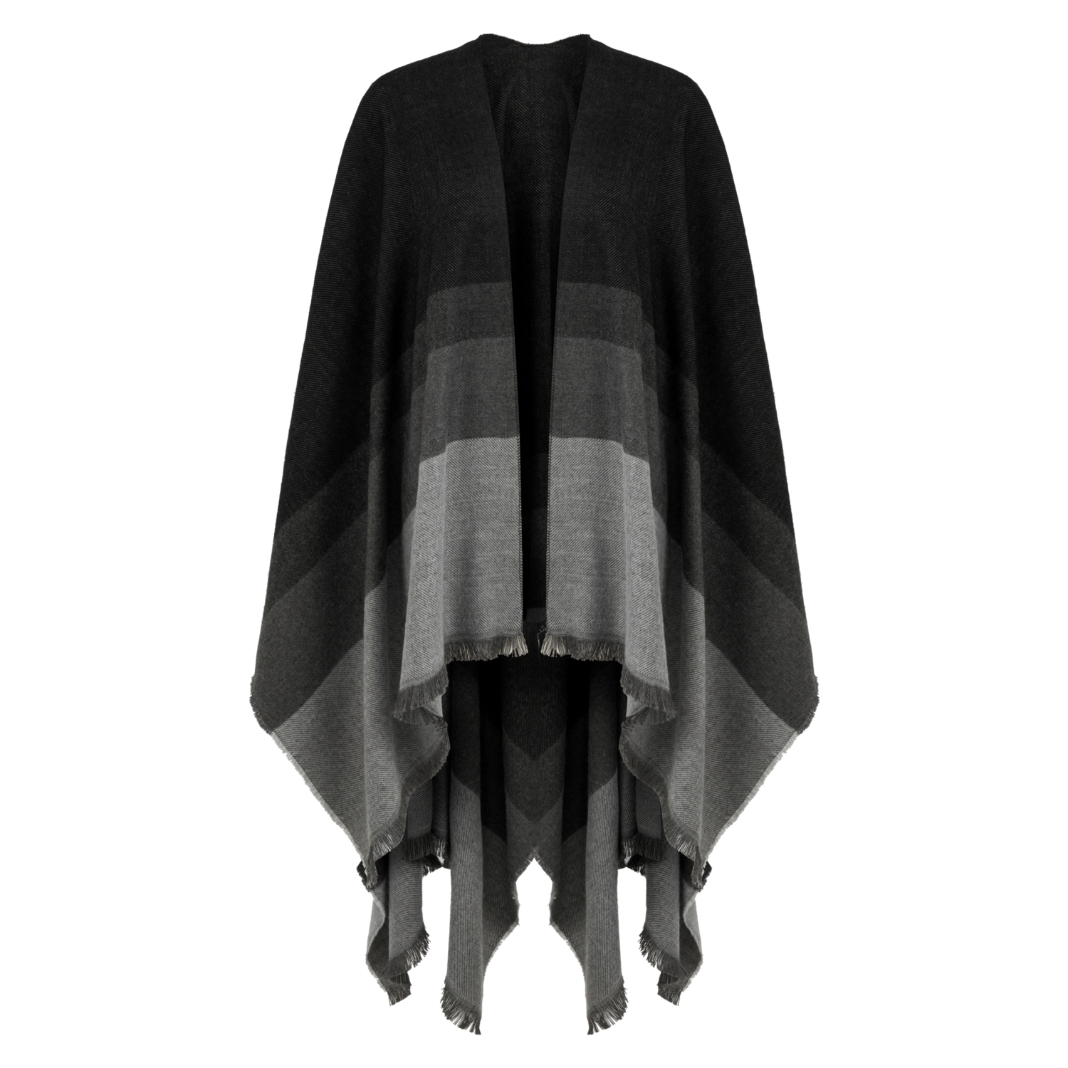 ÇİZGİLİ PÜSKÜL DETAYLI PANÇO ŞAL