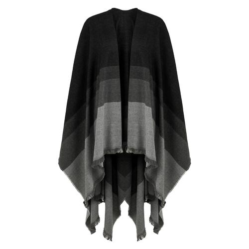  ÇİZGİLİ PÜSKÜL DETAYLI PANÇO ŞAL