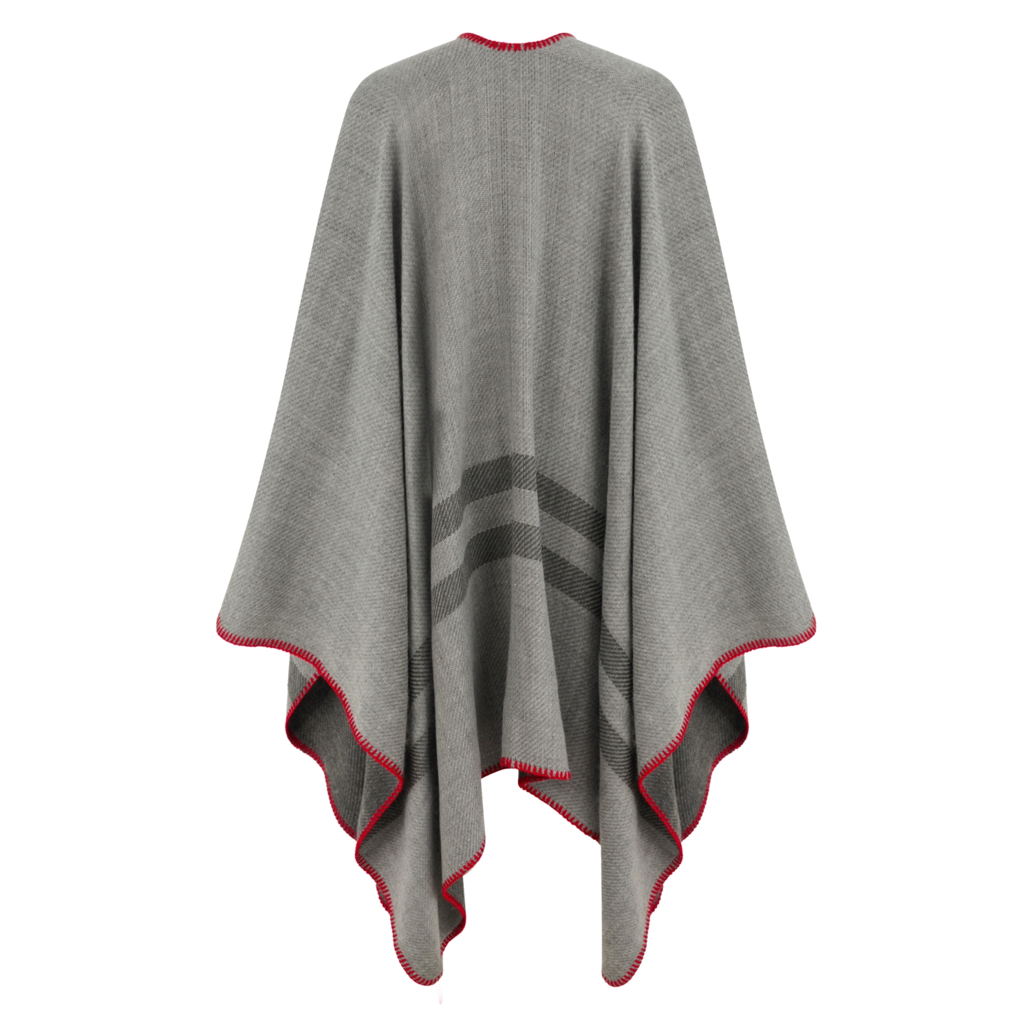 DİKİŞ DETAYLI ÇİZGİLİ PANÇO ŞAL