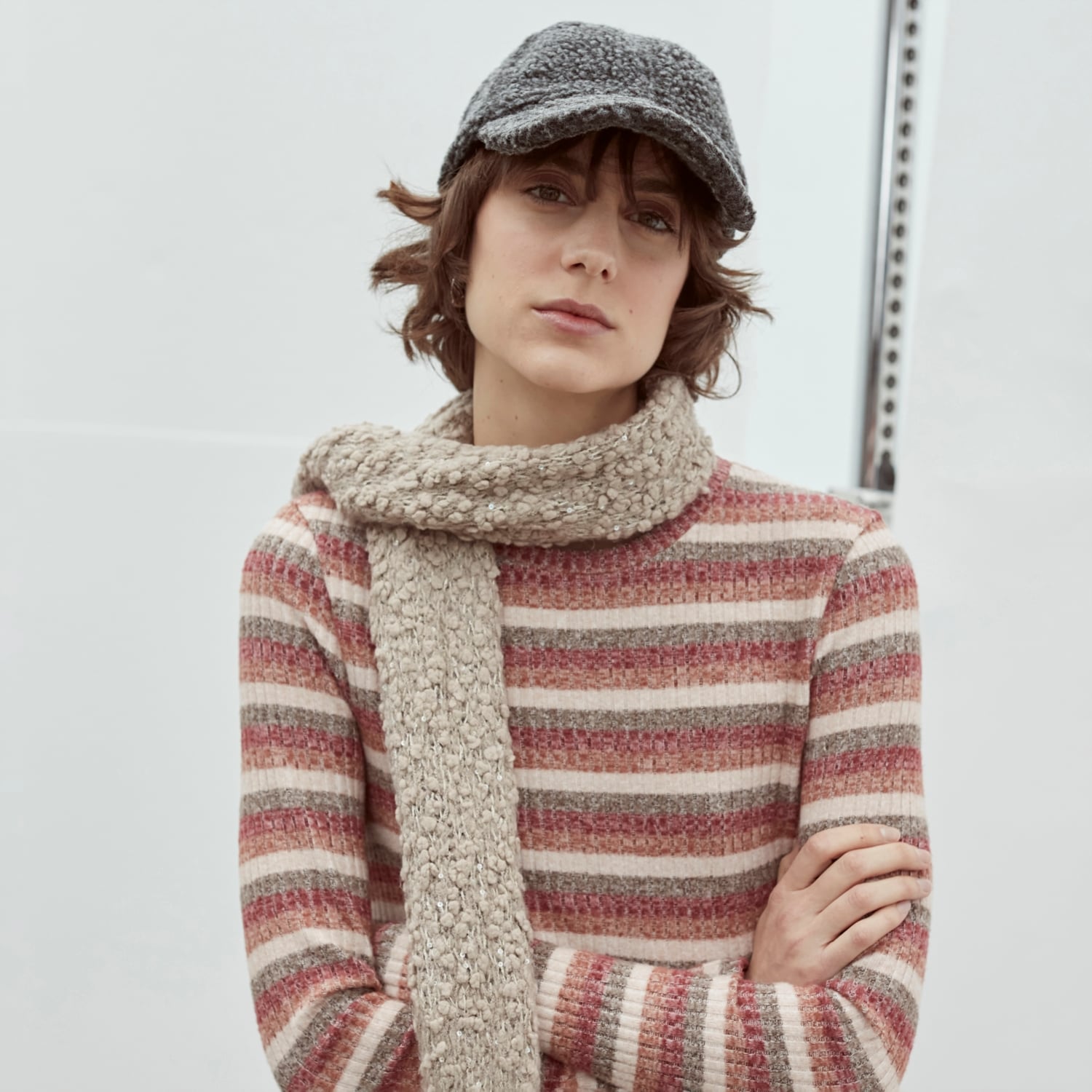 ÇİZGİLİ UZUN KOLLU TRİKO KALEM ELBİSE