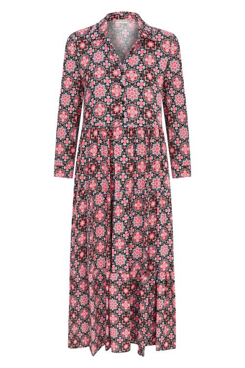  ETNİK DESENLİ UZUN KLOŞ ELBİSE