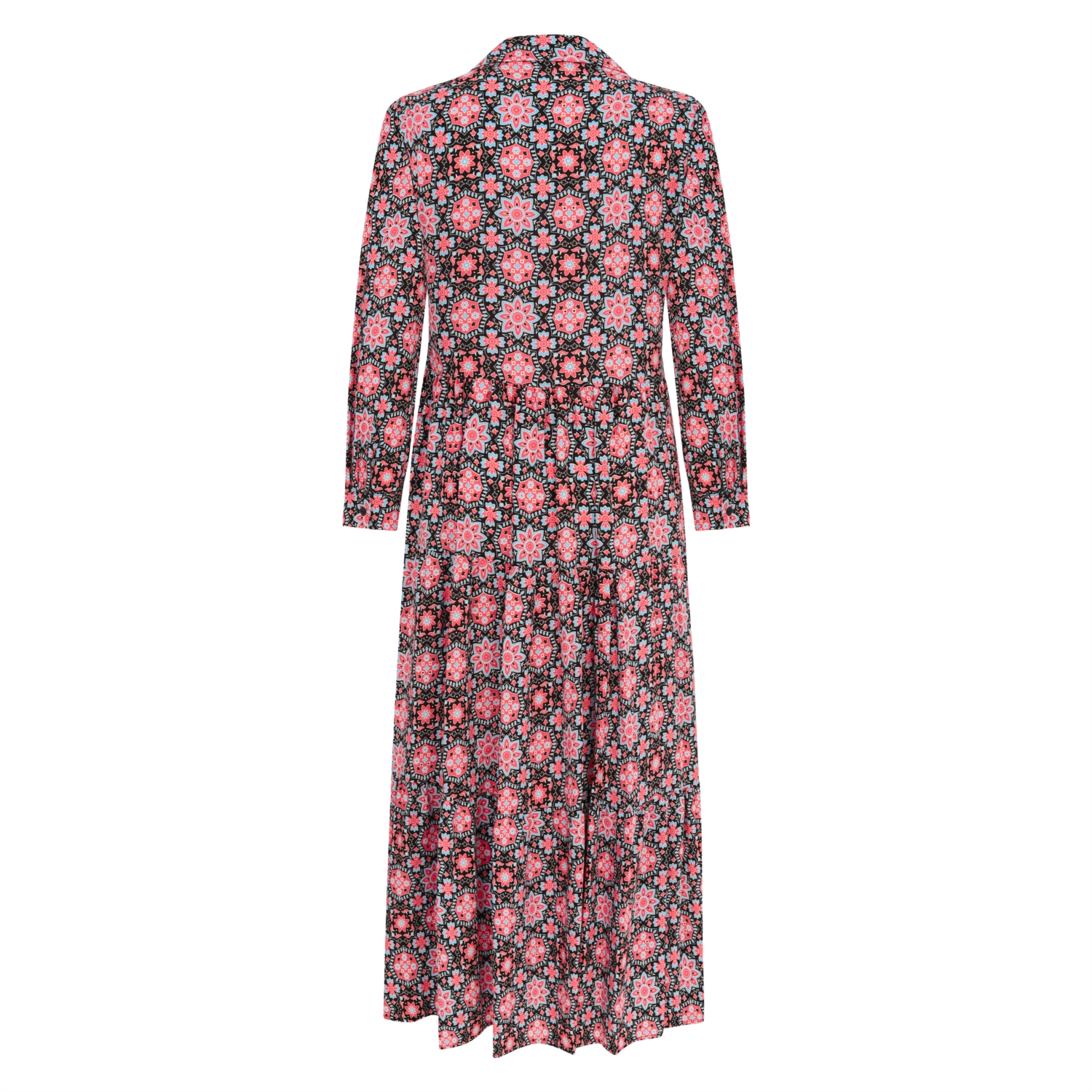 ETNİK DESENLİ UZUN KLOŞ ELBİSE