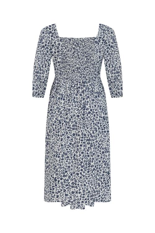  ÇİÇEK DESENLİ BALON KOL A KESİM MİDİ ELBİSE