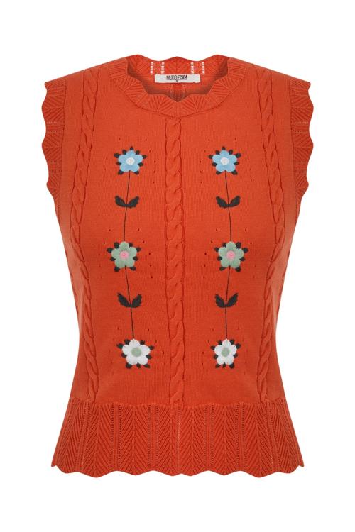  ÇİÇEK İŞLEMELİ ÖRGÜ SÜVETER