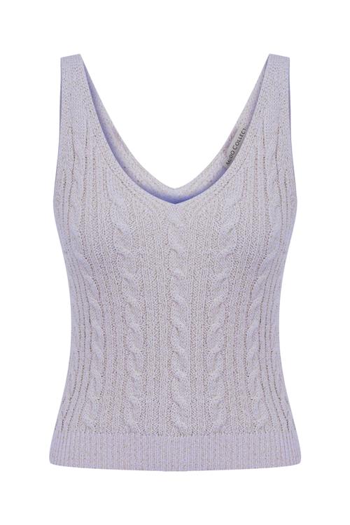  V YAKA SAÇ ÖRGÜ KOLSUZ TRİKO