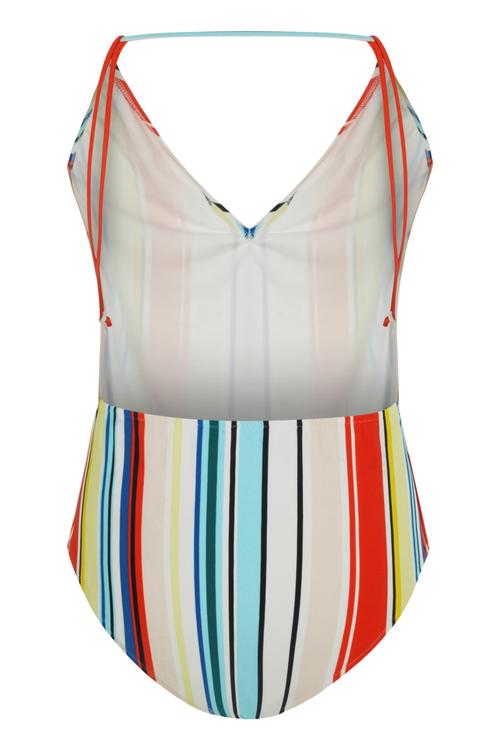  ÇİZGİLİ İP DETAYLI MAYO