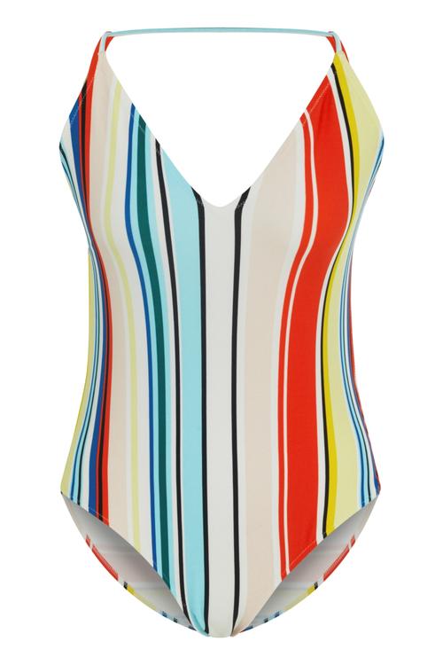  ÇİZGİLİ İP DETAYLI MAYO