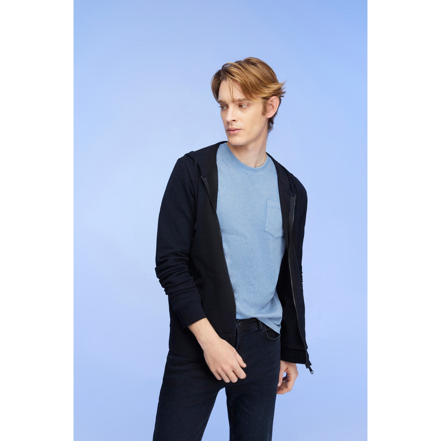 KAPÜŞONLU FERMUARLI PAMUK SWEATSHIRT