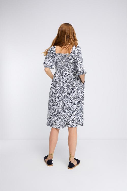  ÇİÇEK DESENLİ BALON KOL A KESİM MİDİ ELBİSE