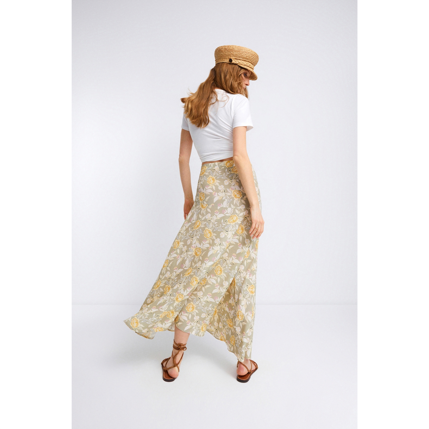 ASİMETRİK KESİM MİDİ KLOŞ ETEK