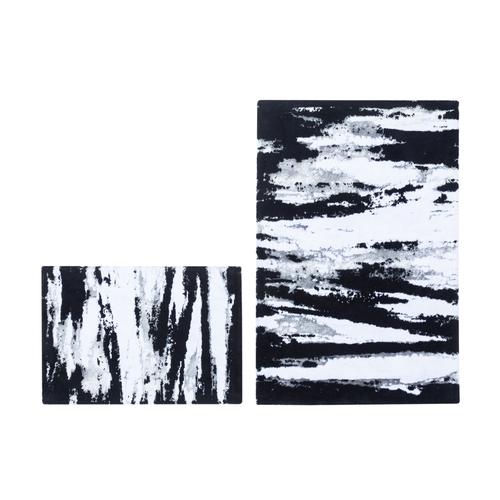  MOTLEY LINE SİYAH 2'Lİ BANYO PASPAS SETİ