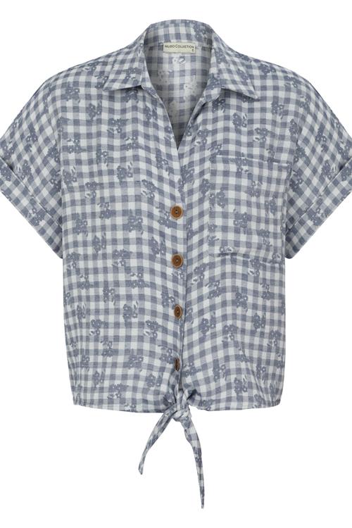  BELİ BAĞLAMALI DESENLİ GÖMLEK