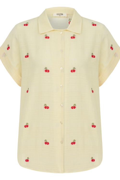  KİRAZ DESENLİ RESORT YAKA GÖMLEK