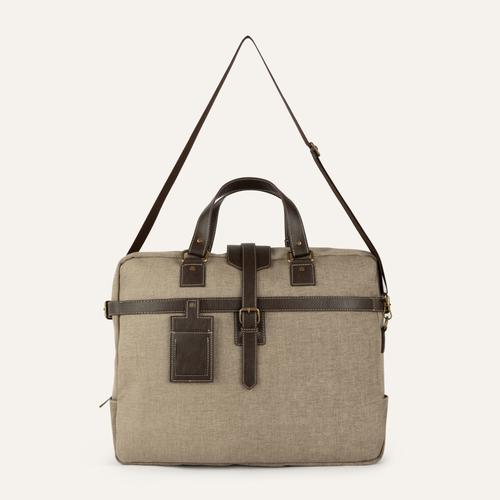  DERİ DETAYLI KANVAS EL VE OMUZ LAPTOP ÇANTASI