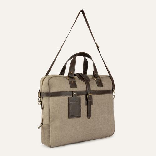  DERİ DETAYLI KANVAS EL VE OMUZ LAPTOP ÇANTASI