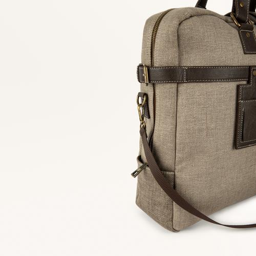  DERİ DETAYLI KANVAS EL VE OMUZ LAPTOP ÇANTASI