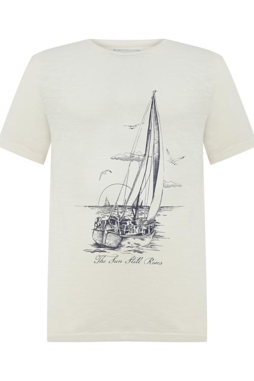  YELKEN BASKILI BİSİKLET YAKA T-SHIRT