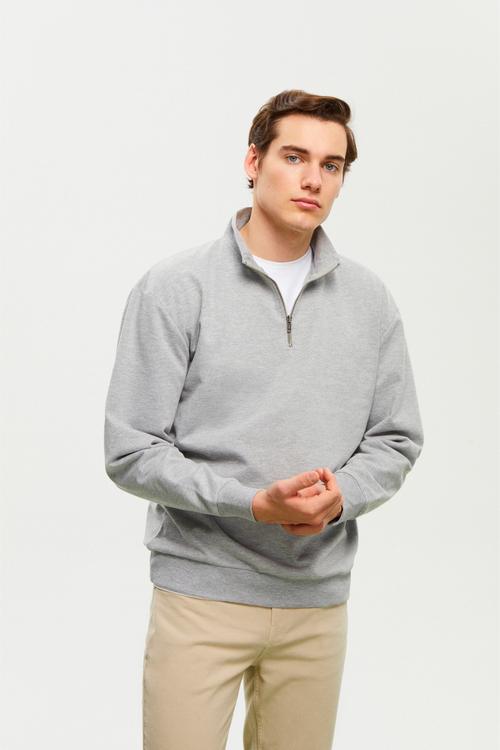  DİK YAKA FERMUARLI SWEATSHIRT