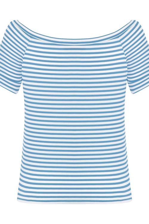  DÜŞÜK OMUZ ÇİZGİLİ T-SHIRT