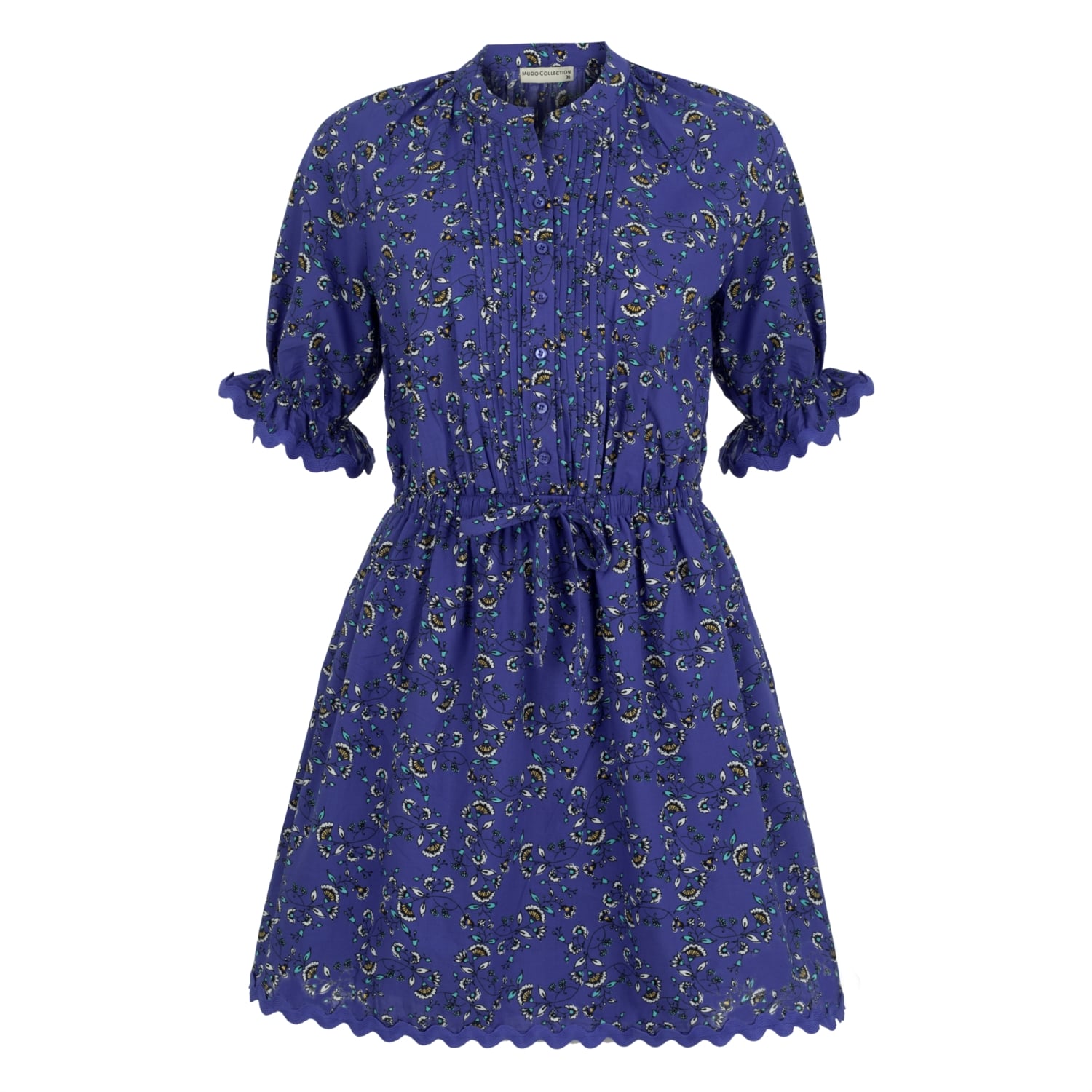 ÇİÇEK DESENLİ BELİ LASTİKLİ MİNİ KLOŞ ELBİSE