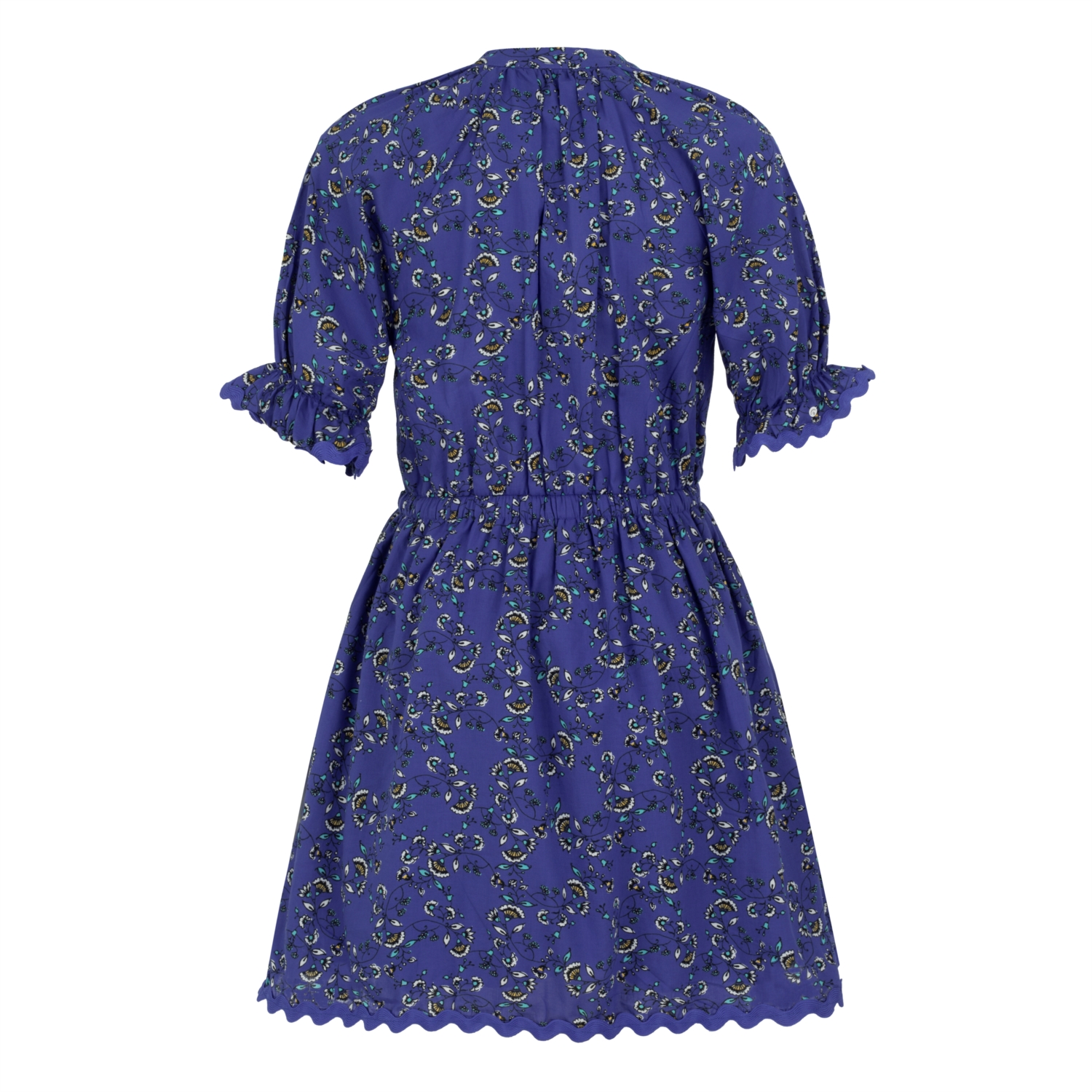 ÇİÇEK DESENLİ BELİ LASTİKLİ MİNİ KLOŞ ELBİSE