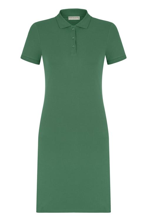  POLO YAKA KISA KOLLU DÜZ KESİM MİNİ ELBİSE