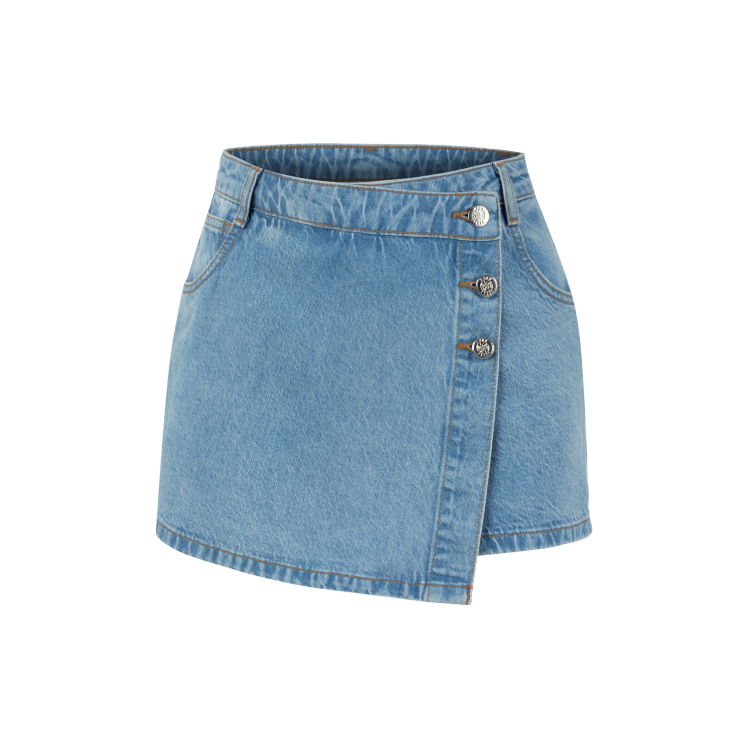 DÜĞMELİ JEAN ŞORT ETEK