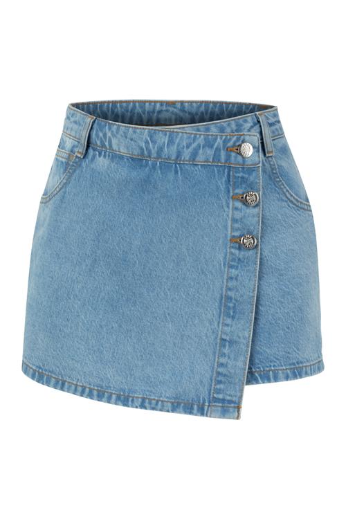  DÜĞMELİ JEAN ŞORT ETEK