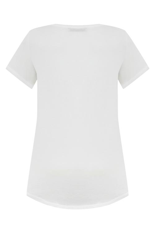  DENİZ KABUĞU BASKILI BİSİKLET YAKA T-SHIRT