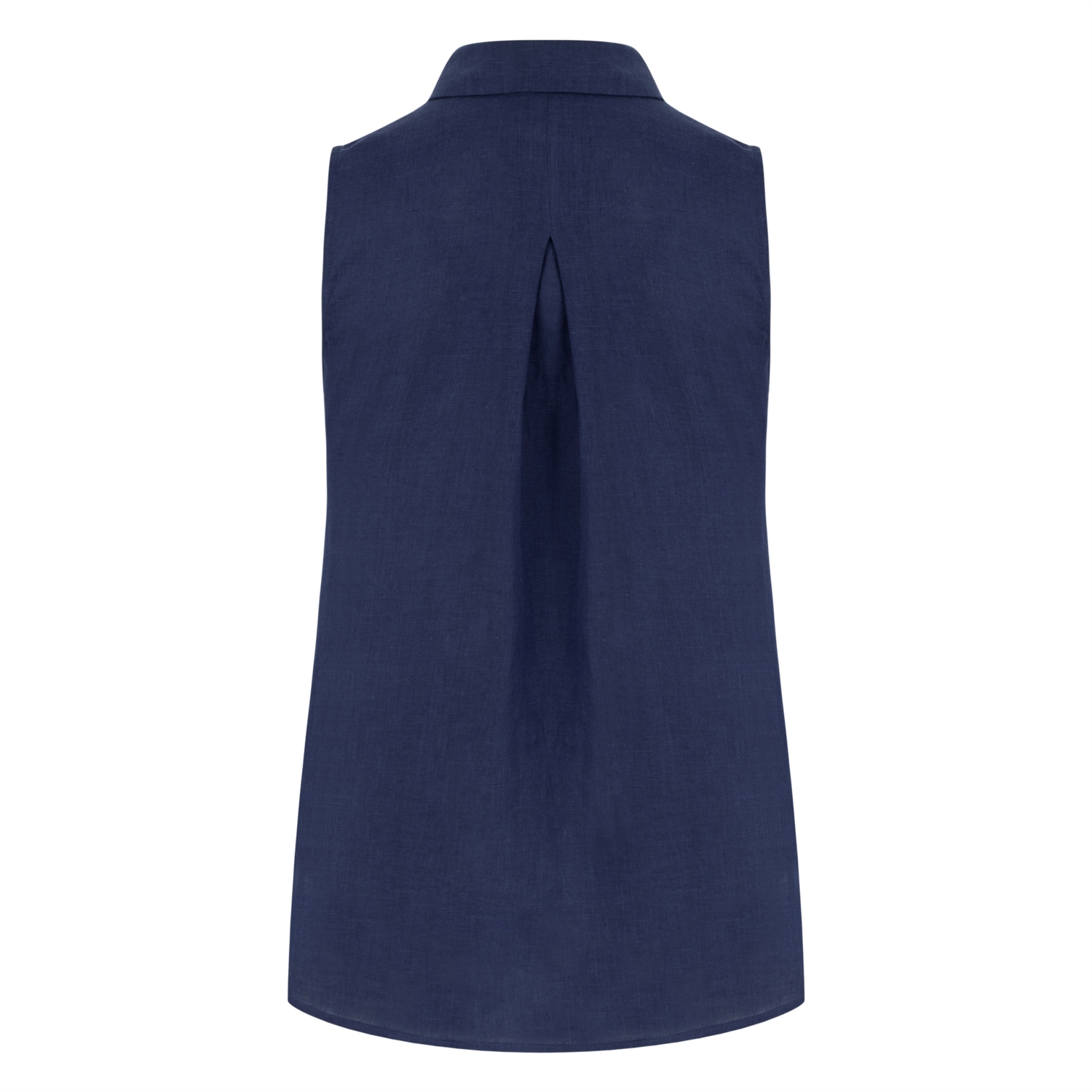 GİZLİ DÜĞMELİ KOLSUZ REGULAR FIT KETEN GÖMLEK