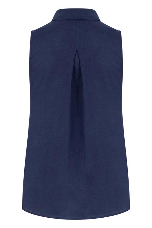  GİZLİ DÜĞMELİ KOLSUZ REGULAR FIT KETEN GÖMLEK