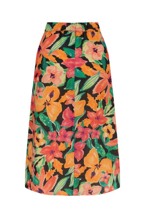  KETEN KARIŞIMLI MİDİ ETEK