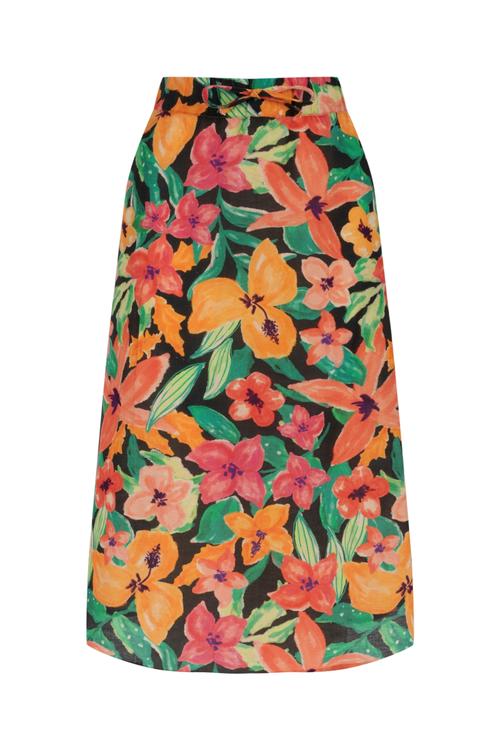  KETEN KARIŞIMLI MİDİ ETEK